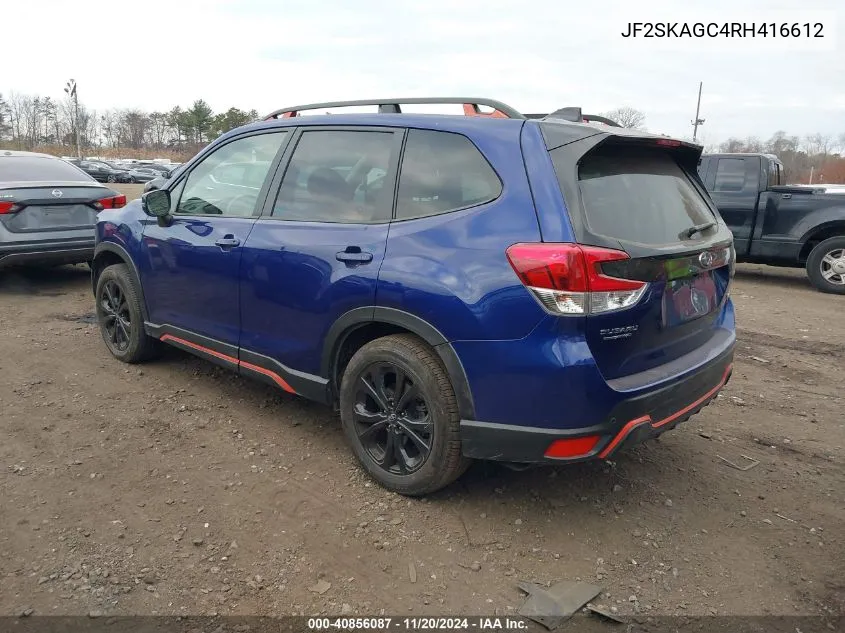 2024 Subaru Forester Sport VIN: JF2SKAGC4RH416612 Lot: 40856087