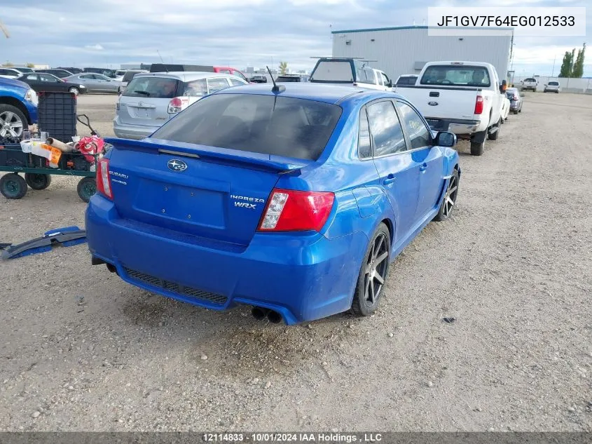 2014 Subaru Impreza Wrx Limited/Premium VIN: JF1GV7F64EG012533 Lot: 12114833