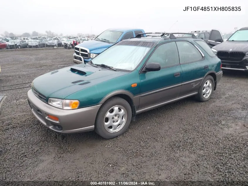 1999 Subaru Impreza Outback Sport VIN: JF1GF4851XH805835 Lot: 40781902