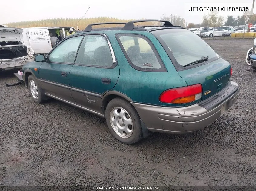 1999 Subaru Impreza Outback Sport VIN: JF1GF4851XH805835 Lot: 40781902