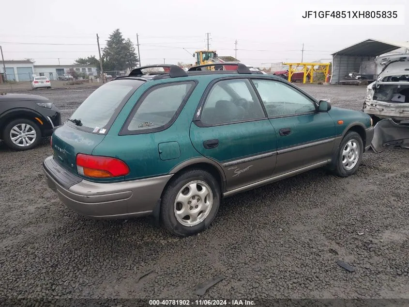 1999 Subaru Impreza Outback Sport VIN: JF1GF4851XH805835 Lot: 40781902