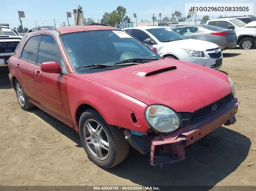 2002 Subaru Impreza Wrx VIN: JF1GG29602G833505 Lot: 40026750