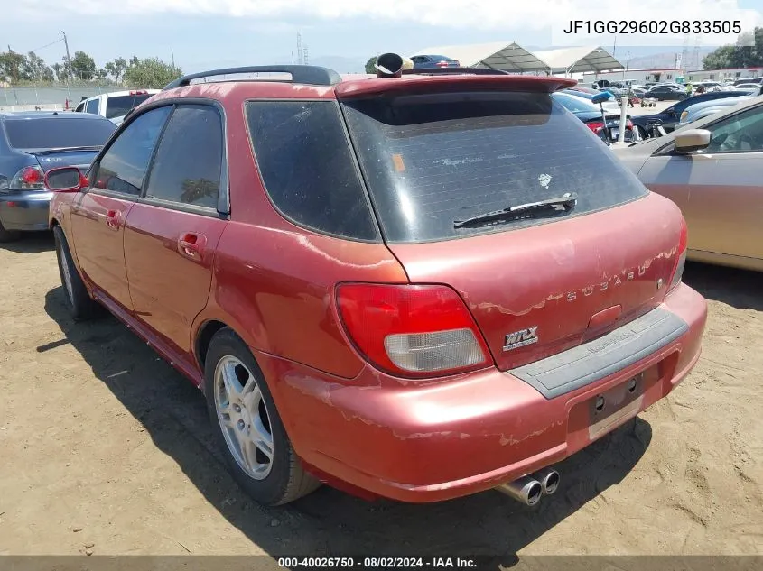 2002 Subaru Impreza Wrx VIN: JF1GG29602G833505 Lot: 40026750