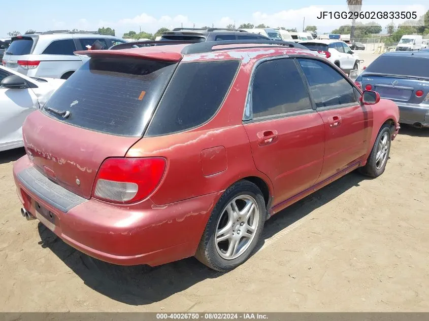 2002 Subaru Impreza Wrx VIN: JF1GG29602G833505 Lot: 40026750