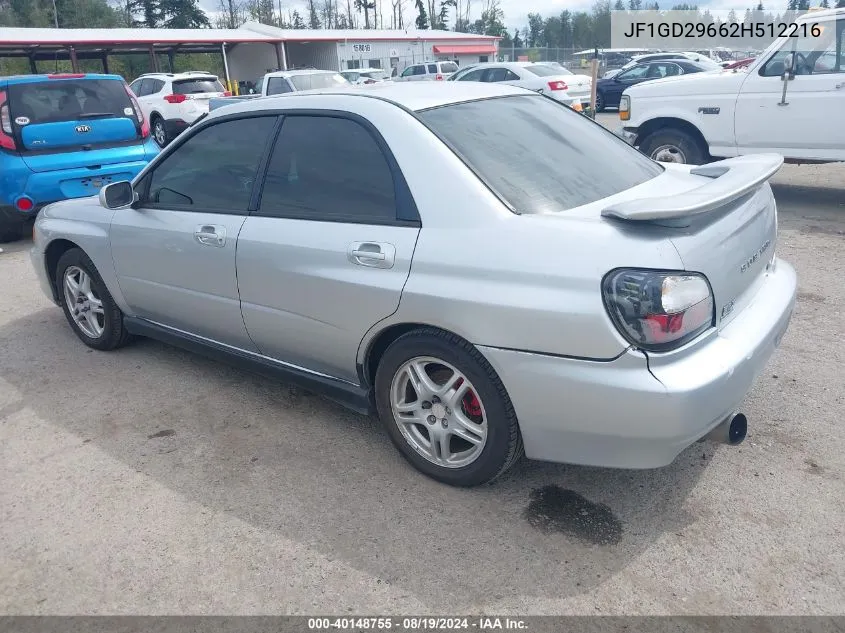 2002 Subaru Impreza Wrx VIN: JF1GD29662H512216 Lot: 40148755