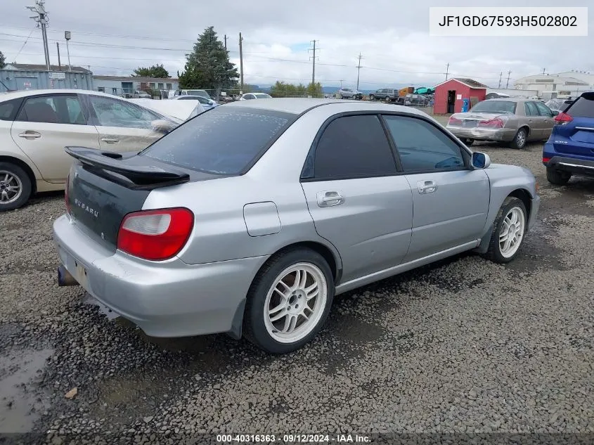 2003 Subaru Impreza 2.5Rs VIN: JF1GD67593H502802 Lot: 40316363