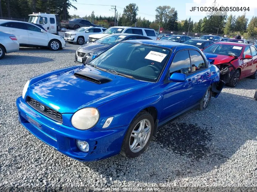 2003 Subaru Impreza Wrx VIN: JF1GD29643G508494 Lot: 40462965