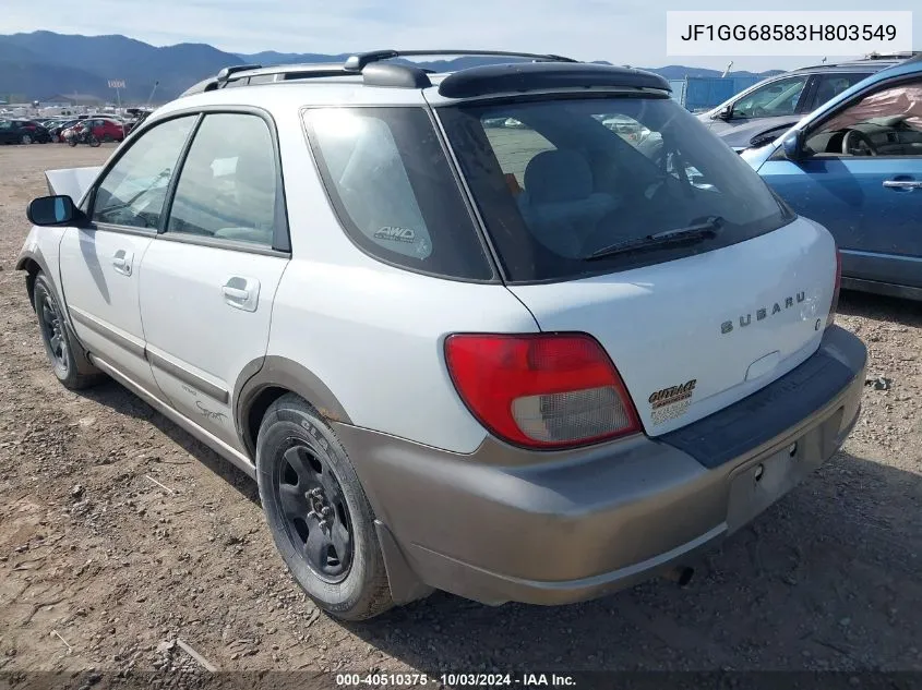 2003 Subaru Impreza Outback Sport VIN: JF1GG68583H803549 Lot: 40510375