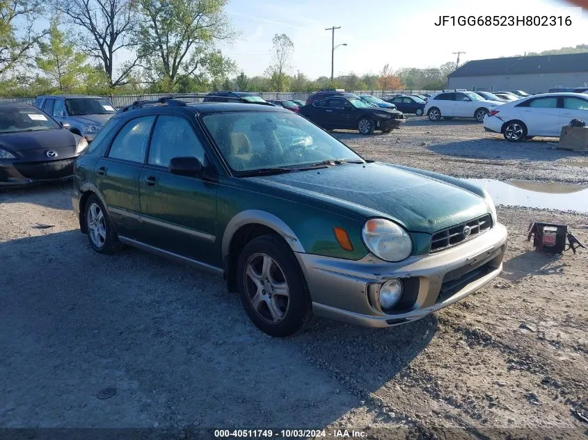 2003 Subaru Impreza Outback Sport VIN: JF1GG68523H802316 Lot: 40511749