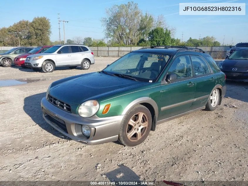 2003 Subaru Impreza Outback Sport VIN: JF1GG68523H802316 Lot: 40511749