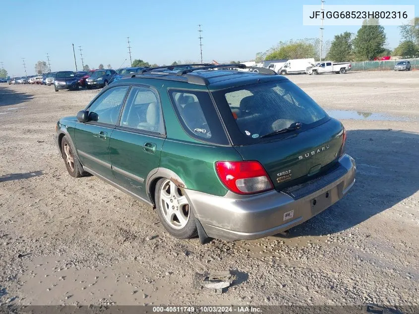 2003 Subaru Impreza Outback Sport VIN: JF1GG68523H802316 Lot: 40511749