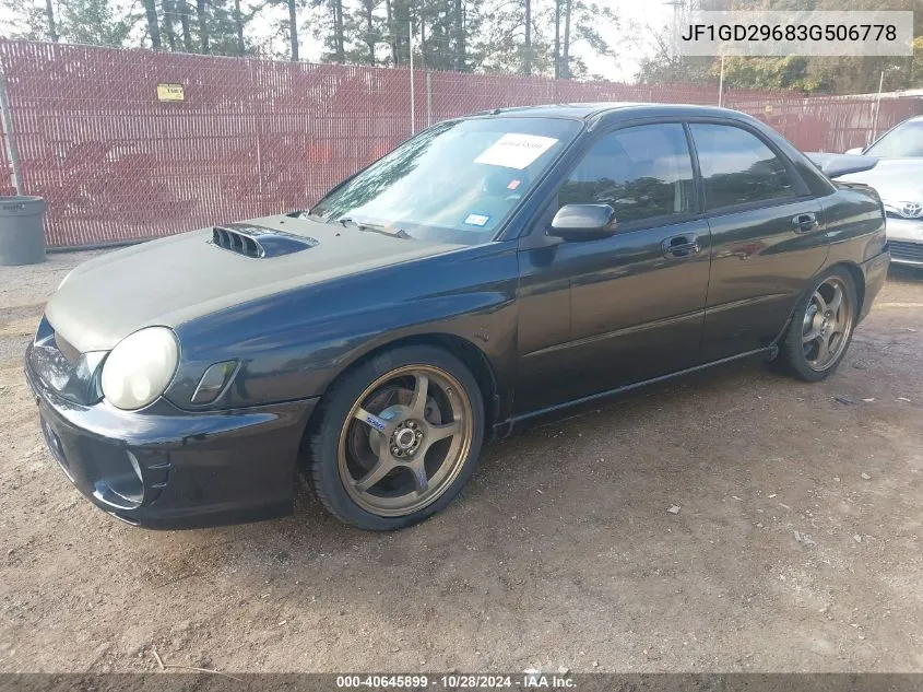 2003 Subaru Impreza Wrx VIN: JF1GD29683G506778 Lot: 40645899