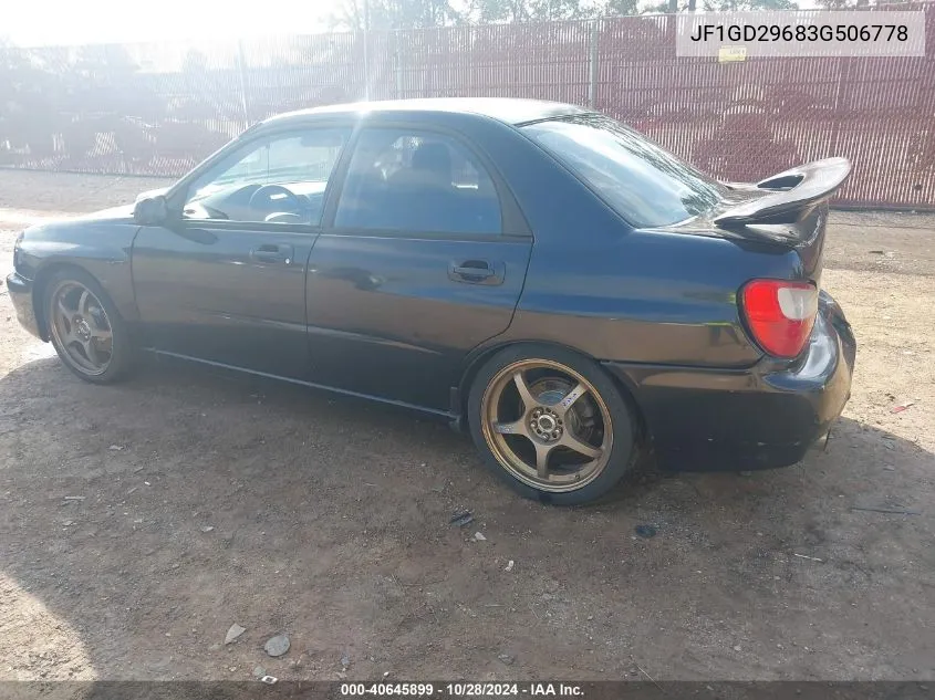 2003 Subaru Impreza Wrx VIN: JF1GD29683G506778 Lot: 40645899