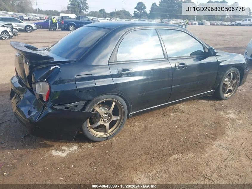 2003 Subaru Impreza Wrx VIN: JF1GD29683G506778 Lot: 40645899