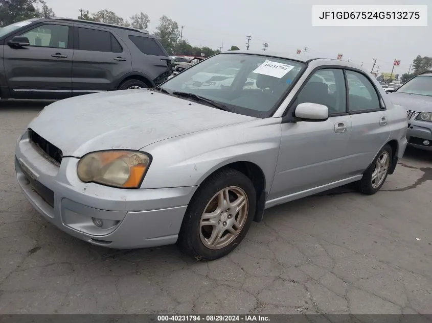 2004 Subaru Impreza 2.5Rs VIN: JF1GD67524G513275 Lot: 40231794