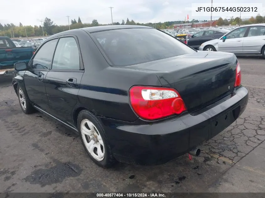 2004 Subaru Impreza 2.5Rs VIN: JF1GD67544G502312 Lot: 40577404