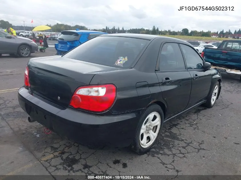 2004 Subaru Impreza 2.5Rs VIN: JF1GD67544G502312 Lot: 40577404