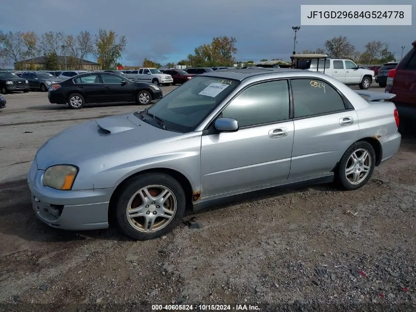 2004 Subaru Impreza Wrx VIN: JF1GD29684G524778 Lot: 40605824