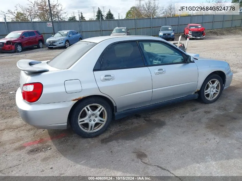 2004 Subaru Impreza Wrx VIN: JF1GD29684G524778 Lot: 40605824