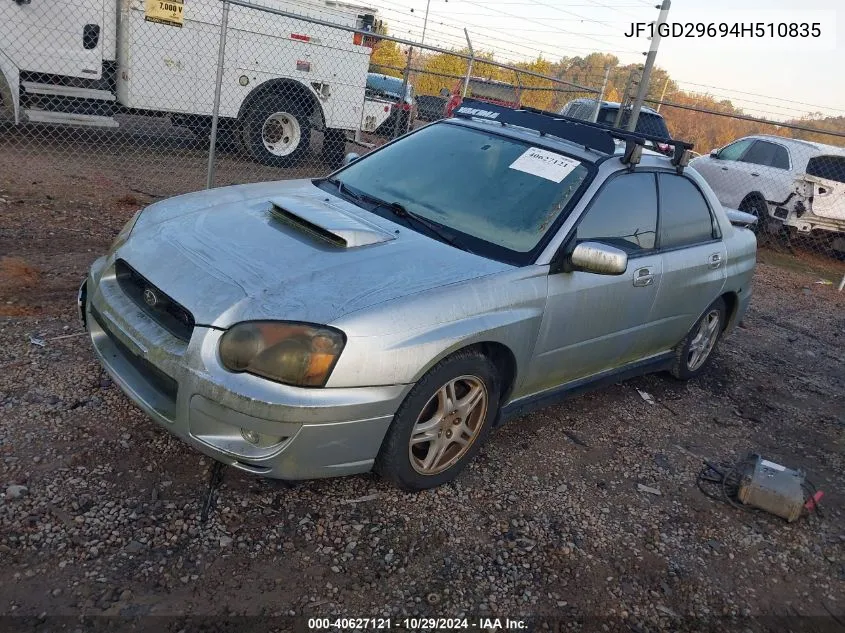 2004 Subaru Impreza Wrx VIN: JF1GD29694H510835 Lot: 40627121