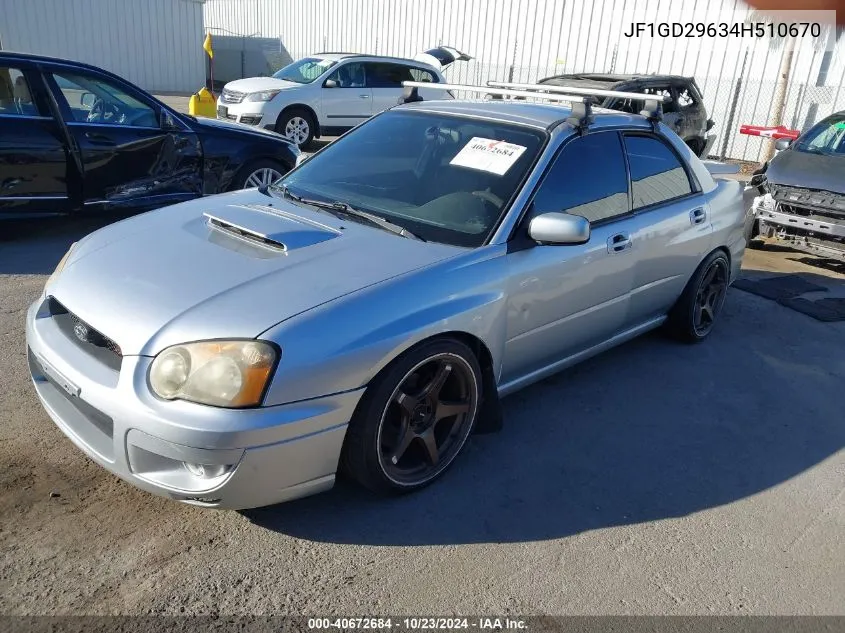 2004 Subaru Impreza Wrx VIN: JF1GD29634H510670 Lot: 40672684