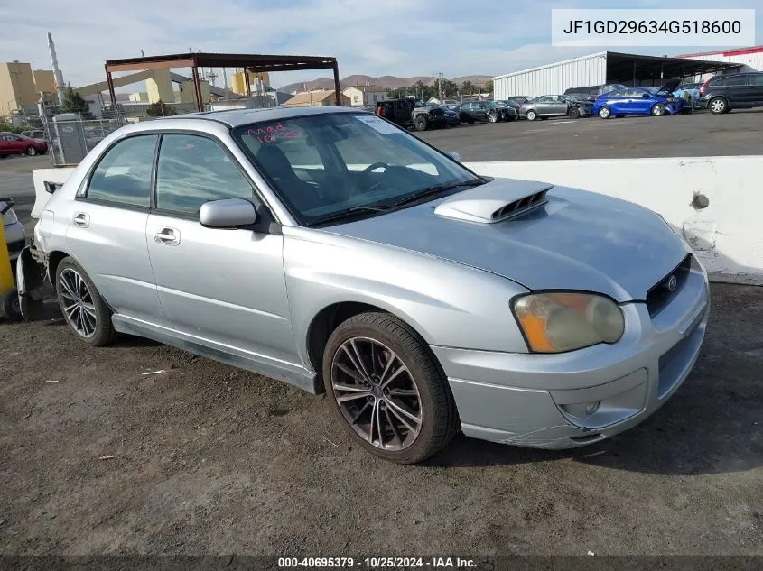 2004 Subaru Impreza Wrx VIN: JF1GD29634G518600 Lot: 40695379