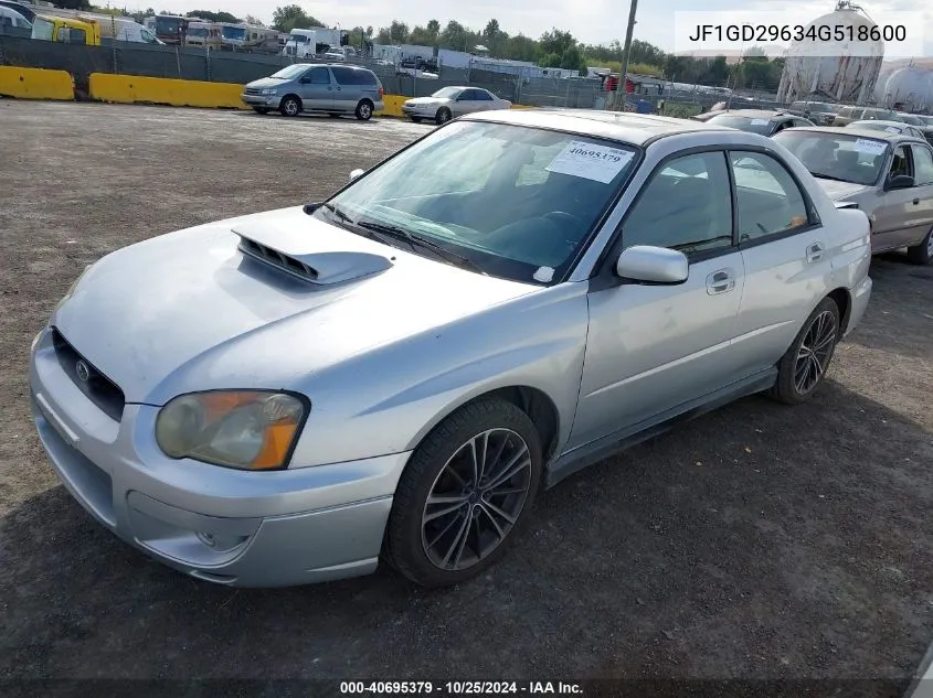 2004 Subaru Impreza Wrx VIN: JF1GD29634G518600 Lot: 40695379