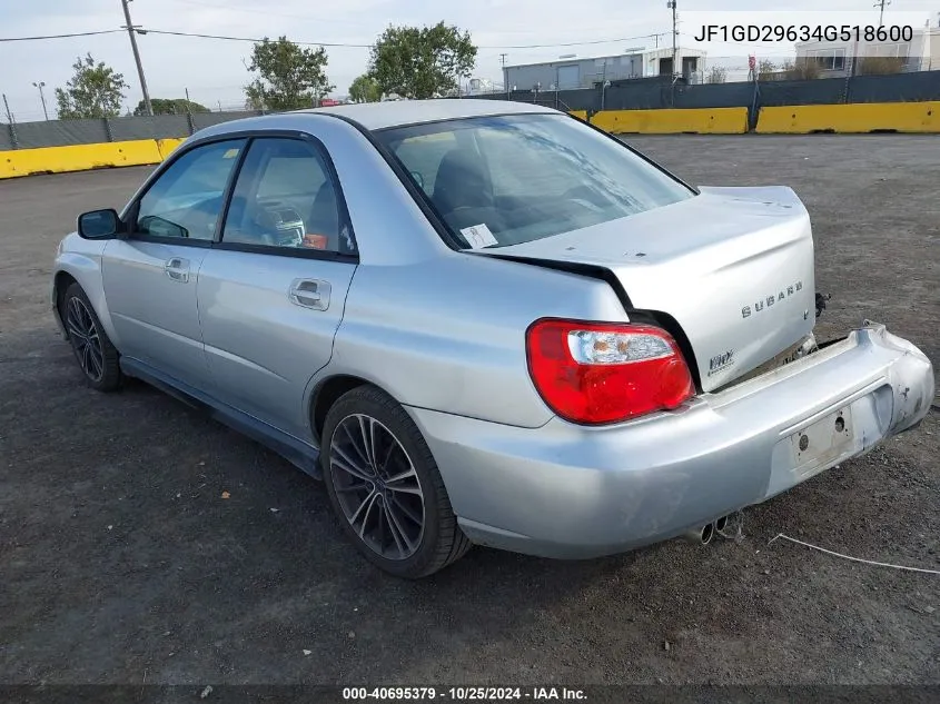 2004 Subaru Impreza Wrx VIN: JF1GD29634G518600 Lot: 40695379