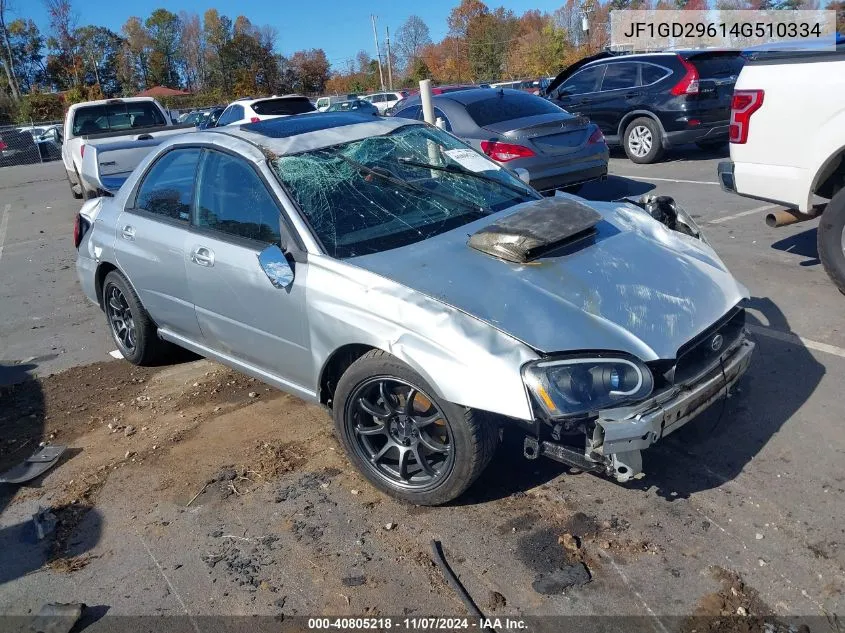 2004 Subaru Impreza Wrx VIN: JF1GD29614G510334 Lot: 40805218