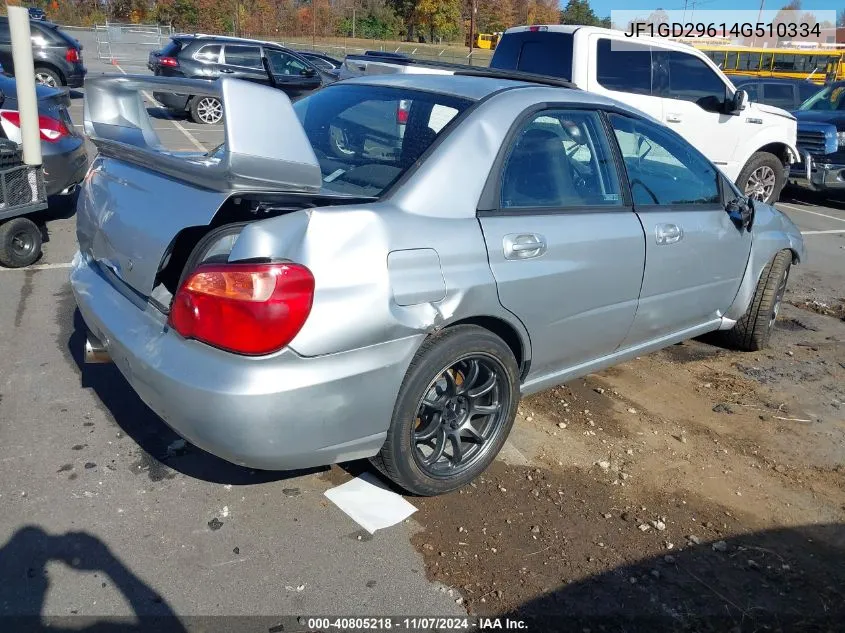 2004 Subaru Impreza Wrx VIN: JF1GD29614G510334 Lot: 40805218