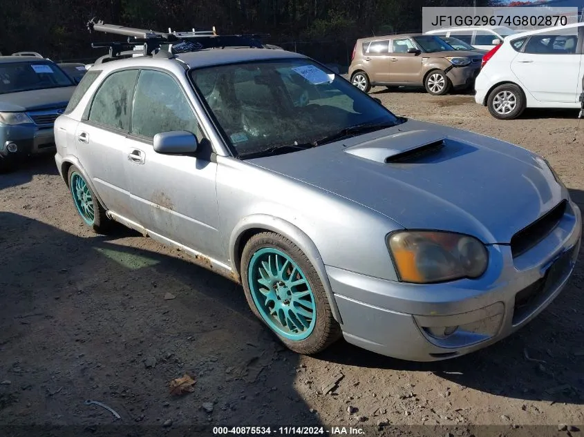 2004 Subaru Impreza Wrx VIN: JF1GG29674G802870 Lot: 40875534