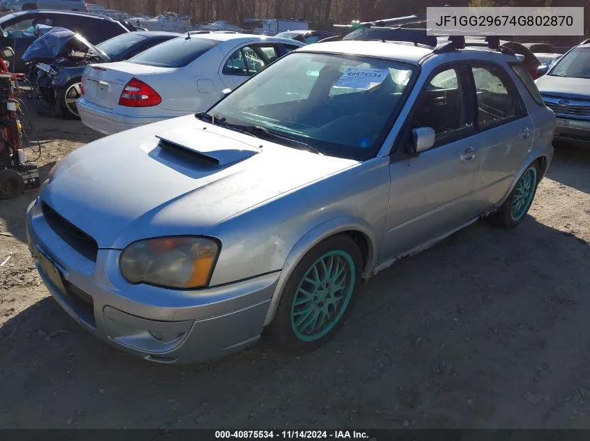 2004 Subaru Impreza Wrx VIN: JF1GG29674G802870 Lot: 40875534