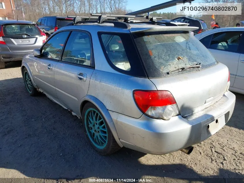 2004 Subaru Impreza Wrx VIN: JF1GG29674G802870 Lot: 40875534