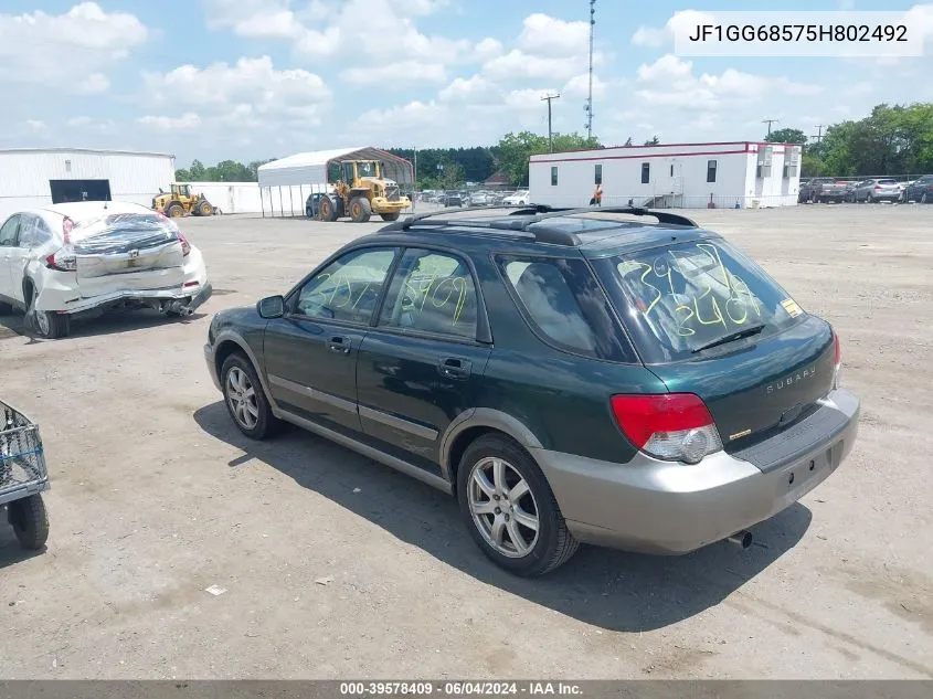 2005 Subaru Impreza Outback Sport Base W/Special Edition VIN: JF1GG68575H802492 Lot: 39578409