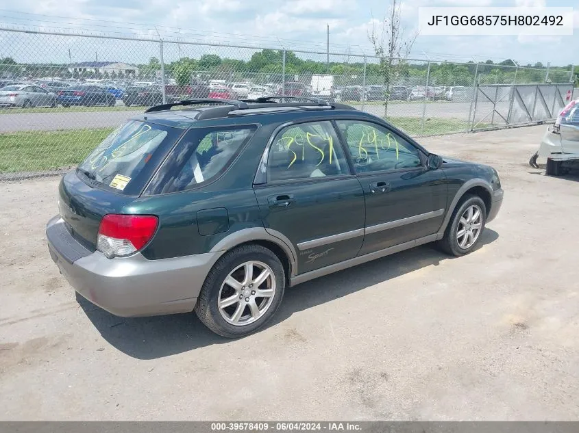 2005 Subaru Impreza Outback Sport Base W/Special Edition VIN: JF1GG68575H802492 Lot: 39578409