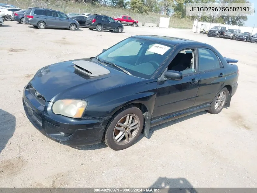 2005 Subaru Impreza Wrx VIN: JF1GD29675G502191 Lot: 40290971