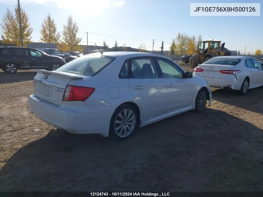 2008 Subaru Impreza Wrx Premium VIN: JF1GE756X8H500126 Lot: 12124743