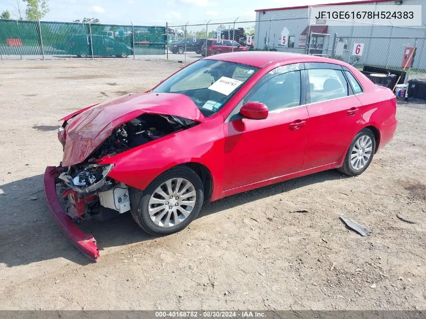 2008 Subaru Impreza 2.5I VIN: JF1GE61678H524383 Lot: 40168782