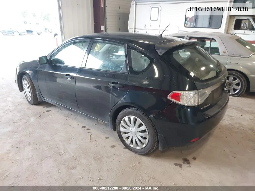 2008 Subaru Impreza 2.5I VIN: JF1GH61698H817838 Lot: 40212280