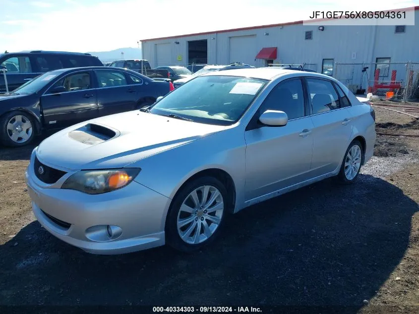 2008 Subaru Impreza Wrx Premium VIN: JF1GE756X8G504361 Lot: 40334303