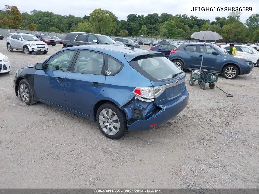 2008 Subaru Impreza 2.5I VIN: JF1GH616X8H836589 Lot: 40411655