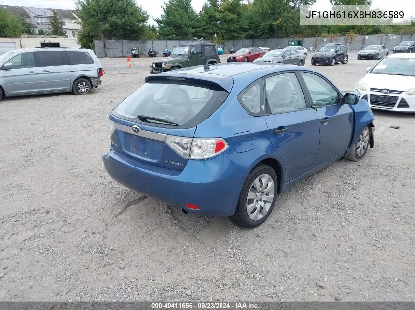 2008 Subaru Impreza 2.5I VIN: JF1GH616X8H836589 Lot: 40411655