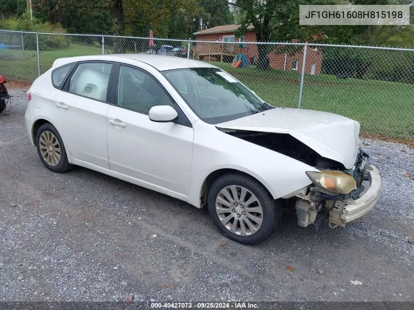 2008 Subaru Impreza 2.5I VIN: JF1GH61608H815198 Lot: 40427073