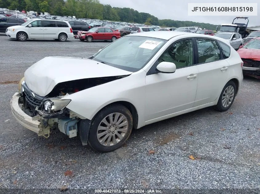 2008 Subaru Impreza 2.5I VIN: JF1GH61608H815198 Lot: 40427073