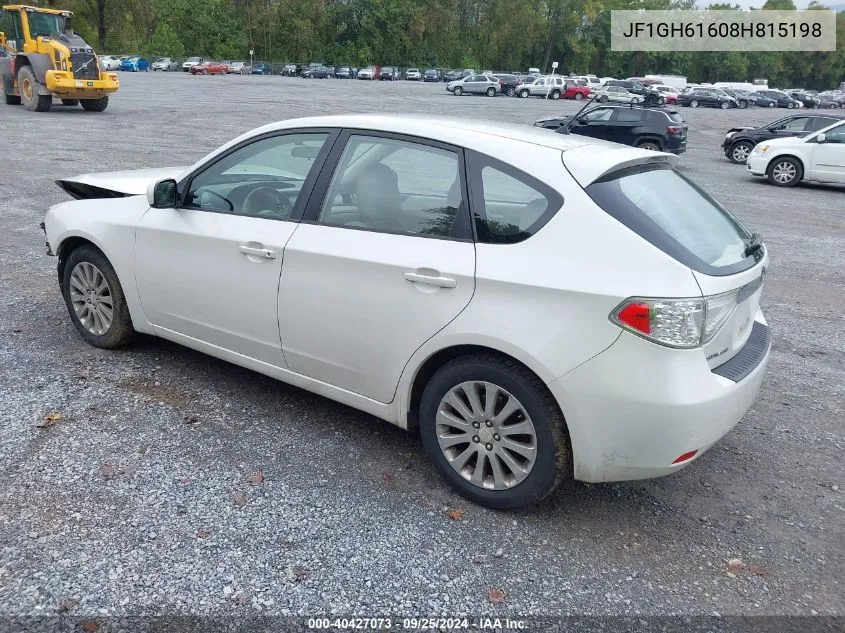 2008 Subaru Impreza 2.5I VIN: JF1GH61608H815198 Lot: 40427073