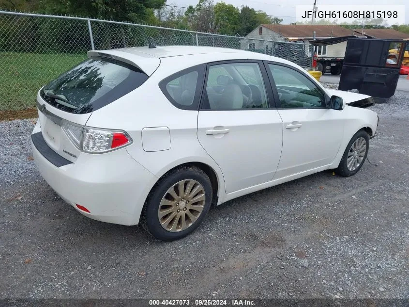 2008 Subaru Impreza 2.5I VIN: JF1GH61608H815198 Lot: 40427073