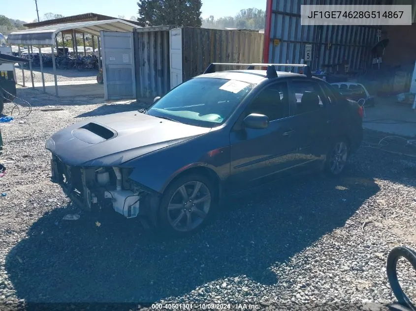 2008 Subaru Impreza Wrx VIN: JF1GE74628G514867 Lot: 40501301