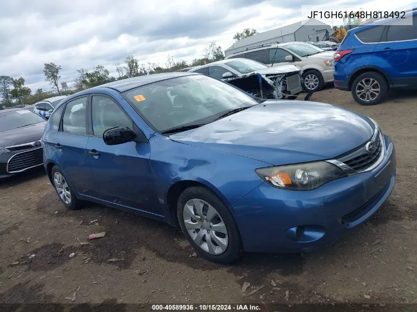 2008 Subaru Impreza 2.5I VIN: JF1GH61648H818492 Lot: 40589936