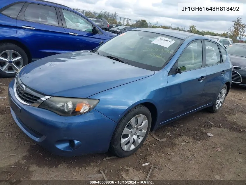 2008 Subaru Impreza 2.5I VIN: JF1GH61648H818492 Lot: 40589936