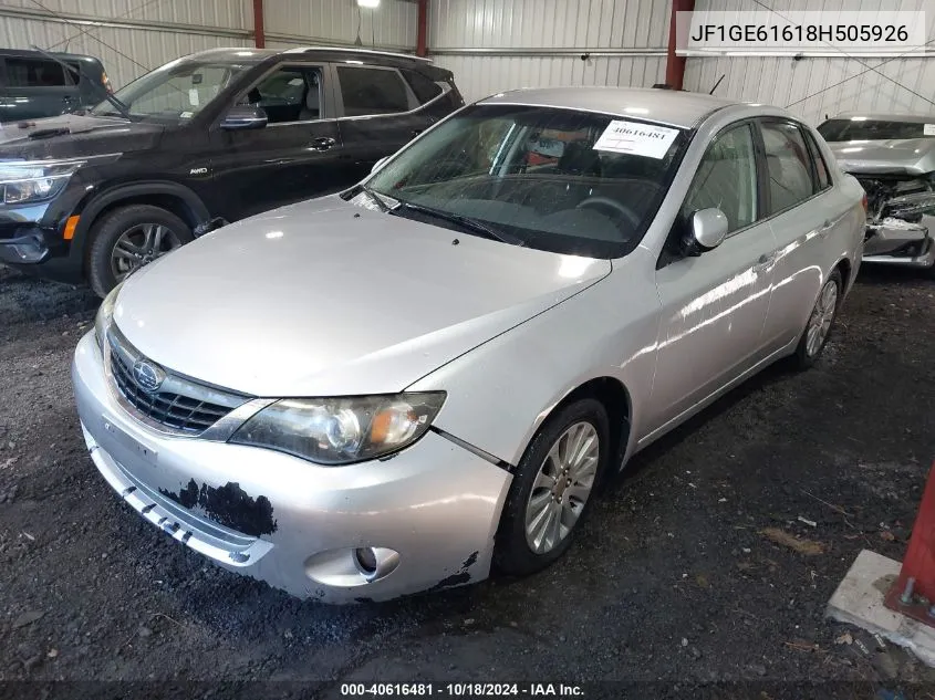 2008 Subaru Impreza 2.5I VIN: JF1GE61618H505926 Lot: 40616481